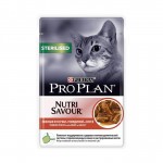 Влажный корм, Proplan (Проплан) 85 г для кастрированных котов и стерилизованных кошек с говядиной в соусе пауч