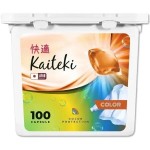 Капсулы для стирки, Kaiteki (Кайтеки) 100 шт Колор 3в1 для цветного белья с ароматом жасмина и ванили